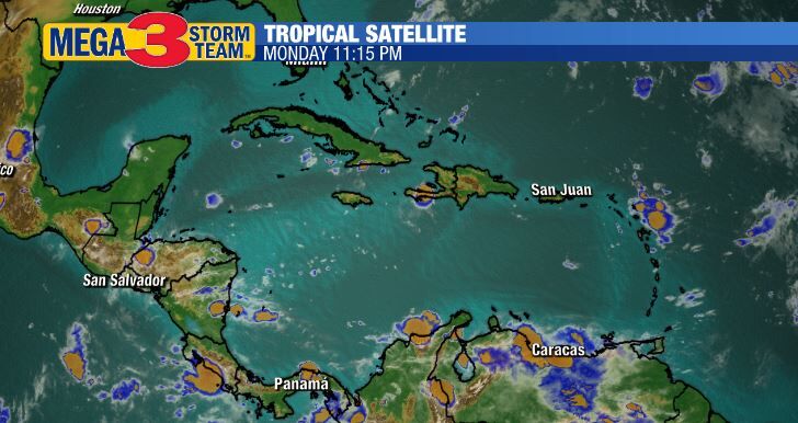 Satellite Image of the Caribbean Monday Evening